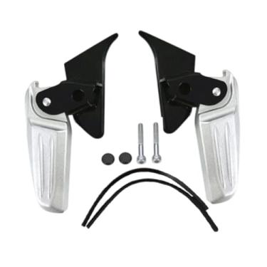 Imagem de kowaku Apoios para os pés de motocicleta dobráveis, fáceis de instalar, suporte antiderrapante, pedal, placa de pedal para acessórios de motocicleta, Prata