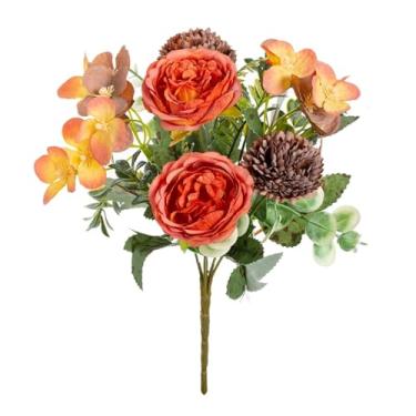 Imagem de Flor artificial de seda, peônia, bola, crisântemo, jardim ao ar livre, casamento, buquê de noiva, festival, casa, vaso, festa, faça você mesmo, presente, pátio (2 peças/laranja)