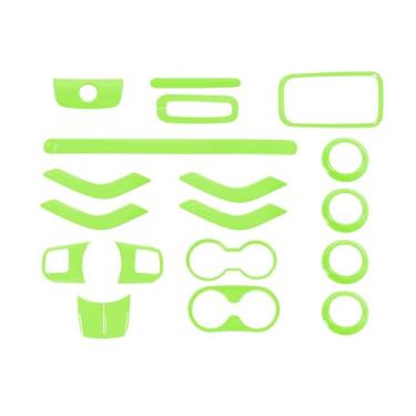 Imagem de SQQP Kit completo de acabamento interno de 18 peças para Jeep Wrangler JK JKU 2011-2018 4 portas, acabamento do volante do console central, maçaneta da porta, suporte de copo de ventilação de ar