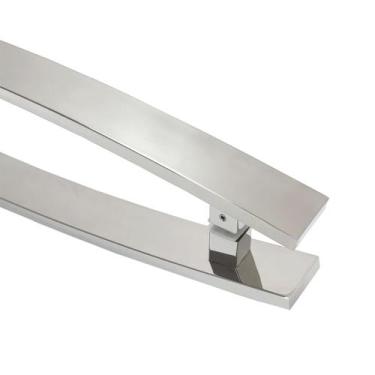 Imagem de Puxador Para Porta Duplo Em Aço Inox Curve 50cm - DECORPLACE, Polido