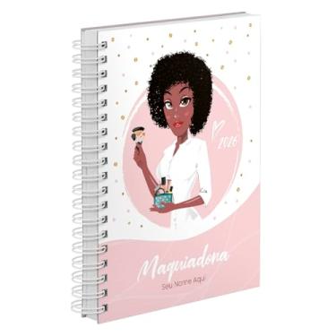 Imagem de Agenda Comercial 2026 Personalizada Capa Dura Maquiadora Cabelo Crespo Cores (Rosa)