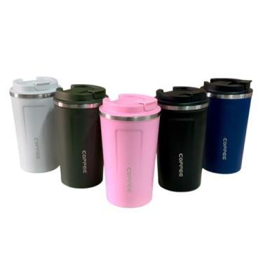 Imagem de Copo Térmico Cafe Cerveja Com Tampa Aço Inoxidável Anti-vazamento 500ml Cor:Rosa