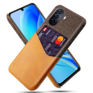 Imagem de Capa para Huawei Enjoy 50,Anti-deslizamento,Proteção contra quedas de 360°,Resistência à impressão digital,Tela e caso de couro PU com 1 slot de cartão atrás-Brown