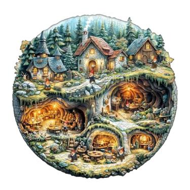 Imagem de Wooden Puzzles for Adults, Goblin House Wood Puzzles Adult, Peaceful Wooden Jigsaw Puzzle for Adults, Unique Shape Puzzle, Good Gift Idea for Family & Seniors (S-8.5 * 8.4in -100 Pieces)