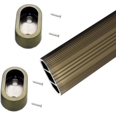 Imagem de Trilhos Para Pendurar Guarda-roupas Vara De Roupas Oval De Alumínio Até 59" Champagne, Varões De Armário De Garagem Para Pendurar Roupas, Poste De Armário Para A, Base C, 22in/55.88cm