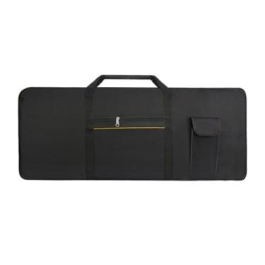 Imagem de Kokiya Bolsa para teclado com 61 teclas, estojo para piano elétrico, à prova de poeira, bolsos para armazenamento, para performance, cabos de áudio, com Faixa Amarela