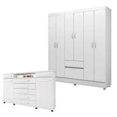 Imagem de Cômoda London E Guarda Roupa Casal Flash 2 Branco - Demóbile