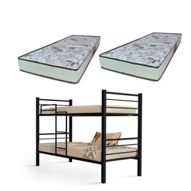 Imagem de Beliche 100% Ferro/Aço Cristal Vira 2 Camas C/grade Proteção e Escada 