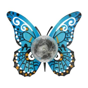 Imagem de Ioensy Luminária solar de jardim em formato de borboleta, arte de ferro, lâmpada decorativa para jardim ao ar livre, decoração para pátio, presente para