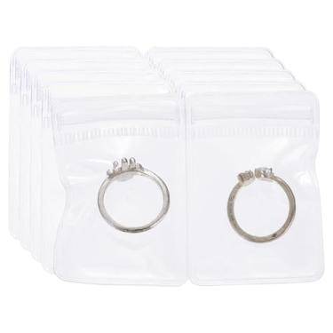 Imagem de PATIKIL Sacos plásticos pequenos para joias 4 x 6 cm, 100 peças reutilizáveis, com fecho de zíper, bolsa de embalagem de PVC transparente para anéis, brincos, pulseiras, contas