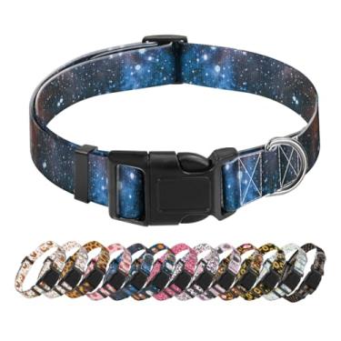 Imagem de SXboxing Coleira para cães, coleira fofa para cães pequenos, médios e grandes, coleiras macias personalizadas para animais de estimação com fivela de liberação rápida para caminhada, corrida, galáxia