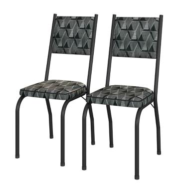 Imagem de Conjunto Com 2 Cadeiras Tubular Diana Preto Fosco Assento Mosaico Artefamol