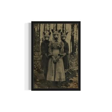 Imagem de Pôster de arte de parede de terror Fox Cult in the Forest, pôster assustador assombrado vintage, pintura de arte vintage, sala de estar e banheiro decoração galeria 86 (culto de raposa na floresta, 20