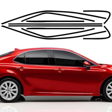 Imagem de MusTree Kit de envoltório de vinil cromado para Toyota Camry 2018-2024, acabamento de janela lateral com película blackout preta brilhante
