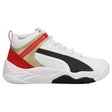 Imagem de PUMA Tênis unissex infantil Rebound Future Evo com cadarço (criança grande), Branco, 18