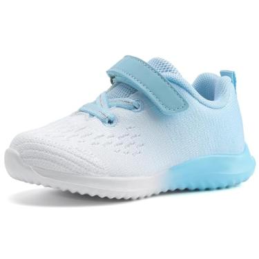 Imagem de COODO Tênis esportivo de corrida para meninos e meninas, Azul dégradé, 9 Toddler