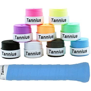 Imagem de Tannius Dry Feel Tennis Overgrip (pacote com 9), fita de aderência de raquete de tênis de longa duração, super absorvente e antiderrapante (cores sortidas)