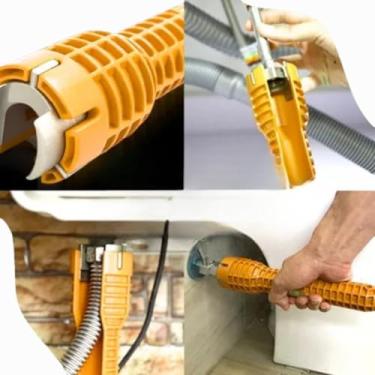 Imagem de Chave Reparadora 8 em 1 Multifuncional para Encanamento - c/Nível, Extrator de Rosca e Material PP Resistente - Ideal Torneiras, Sifões e Registros