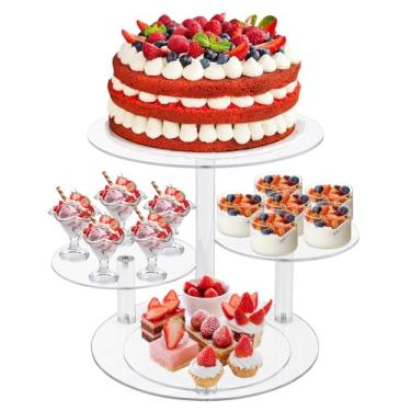 Imagem de Suporte de bolo de acrílico de 4 camadas, torre de exibição de sobremesa redonda, suporte transparente para cupcake para 50 cupcakes, travessa de festa e casamento