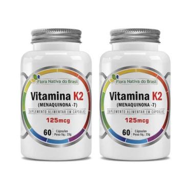 Imagem de Kit 2x Suplemento Alimentar Vitamina K2 Menaquinona 60 cápsulas Flora 