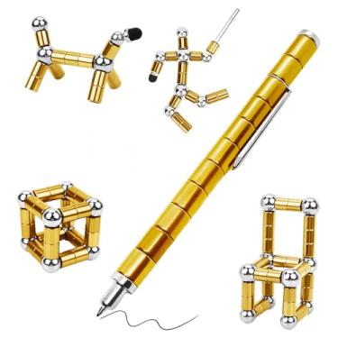 Imagem de SUUYOO Caneta Magnética para Adultos e Adolescentes, Caneta Esferográfica de Metal com Brinquedo Fidget, Presente Legal para TEA e TDAH, Ouro