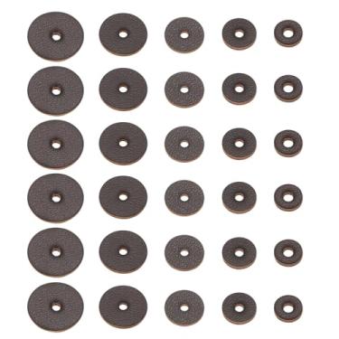 Imagem de PATIKIL Arruelas de couro, 150 peças de alça de couro, almofada espaçadora de 1,5 mm de espessura, redonda para alça de faca, martelo, machadinha, crachá, assento de bicicleta, artesanato, 5 tamanhos