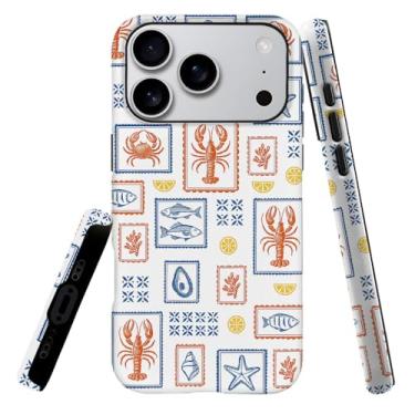 Imagem de Capa compatível com L16QX Pro, capa rígida híbrida de 2 camadas, macia à prova de choque para meninas e mulheres, estampa costeira de carimbos de frutos do mar