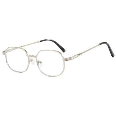 Imagem de HCPIHF Óculos de sol masculino e feminino hexagonal, armação de metal, estilo polígono, retrô, UV400 (5350-C10)