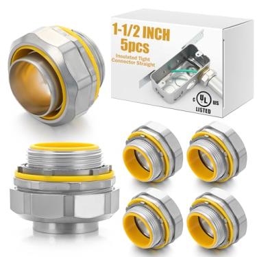 Imagem de Gisafai 5 peças de conector líquido apertado reto isolado zinco fundido metal fundido acessórios de conduíte elétrico para 1-1/2 polegada flexível e tipo B flexível