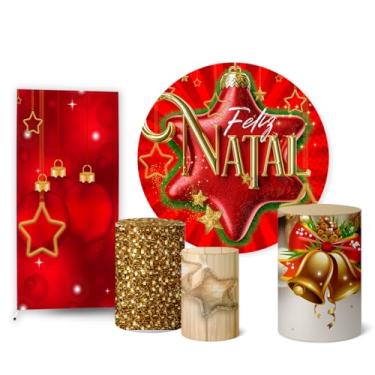 Imagem de Trio Capas Cilindro + Painel Sublimado + Painel Romano Natal (K2NAT078)