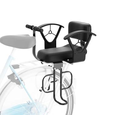 Imagem de XIEEIX Assento traseiro para bicicleta infantil, assentos de bicicleta para crianças montados na parte traseira, assento infantil com apoio de braço para as costas, assento traseiro de bicicleta