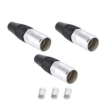 Imagem de 3 Conector Plug Ethercon RJ45 Macho Rede Xlr Net + Clip RJ45 CAT6