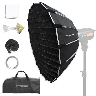 Imagem de FOTOCREAT Suporte Bowens Para Softbox Parabólico De 23,6 Polegadas/60 Cm Com Grade Em Formato Favo Mel, Difusores, Tablet Barras, Liberação Rápida E Dobrável Fotografia Estúdio Flash Estroboscópico