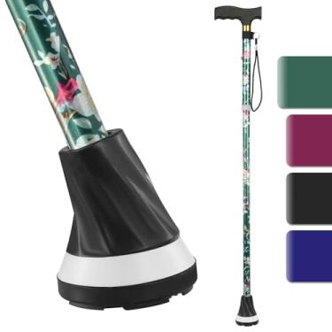 Imagem de PANZHENG Bengala de caminhada para homens e mulheres, bengalas para mulheres, ponta resistente para todos os terrenos, leve, dobrável, ajustável, dobrável e resistente para idosos e adultos