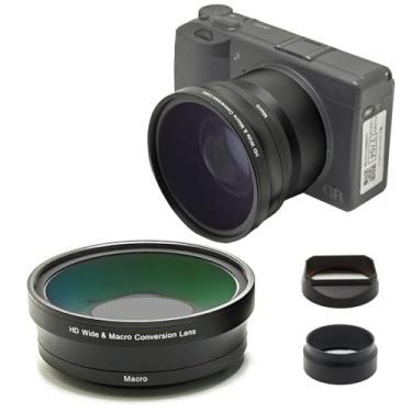 Imagem de FotoZ Lente De Conversão Macro E Grande Angular 49 Mm 0,75X, Hd 2 Em 1 Com Para-Sol, Anel Adaptador Filtro Para Ricoh Gr3X Hdf