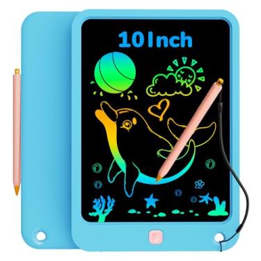 Imagem de KOKODI Tablet de escrita LCD para crianças, tablet de desenho colorido de 25 cm, brinquedos educativos para crianças de 3 a 12 anos, quadro de rabiscos para crianças, azul