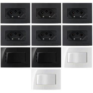 Imagem de 6 Tomada 3 Pinos 10a + 4 Interruptor Simples Móvel Embutir - MARGIRIUS