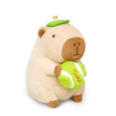 Imagem de Brinquedo de pelúcia Ditucu Cute Tennis Capivara para crianças bege de