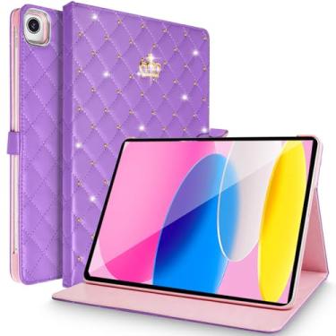 Imagem de Changjia Capa para iPad 10.2 9ª/8ª/7ª geração 2021/2020/2019, coroa brilhante diamante bonito elegante couro PU inteligente hibernar/despertar automático capa protetora à prova de choque para Apple