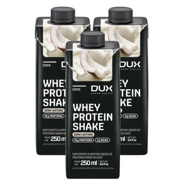 Imagem de Kit 3 Whey Protein Shake Dux com 15g de Proteína e 3g BCAA Sabor Coco Zero Lactose 250ml