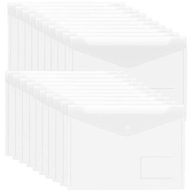 Imagem de JZGEL 20 envelopes de plástico transparente, pastas de documentos com fecho de botão, tamanho carta, tamanho A4 com bolso de etiqueta para escola, casa, trabalho, material de escritório