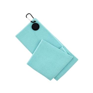 Imagem de YIJU Toalha de golfe portátil, pano de limpeza prático com gancho mosquetão, toalha de limpeza de bolas, Verde