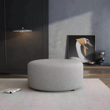 Imagem de Puff Estofado Premium Grande Pelúcia Apoio Para Os Pés Mesa De Café Extra Confortável Descanso Para Os Pés Redondo Para Sala De Estar Quarto Escritório, Light Grey, Diameter 30cm - High 25cm