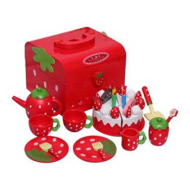 Imagem de menolana Conjunto de festa de chá brinquedo para 3 4 5 6 anos de idade, conjunto de chá de madeira fingir brinquedo de cozinha com estojo de transporte