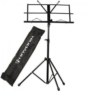 Imagem de Estante Partitura Suporte Preta Pedestal Retrátil Hayonik