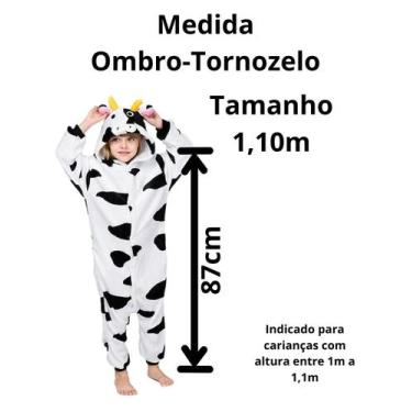 Imagem de Pijama Kigurumi Vaca Infantil - NoBrand, 1,10m