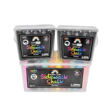 Imagem de Giz jumbo para calçada ao ar livre - balde de 50 peças e 2 x 15 peças preto e branco