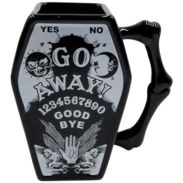 Imagem de Kreepsville 666 Caneca Coffin Creature Of Night Go Away Ouija caveira ossos cruzados, preta, tamanho único