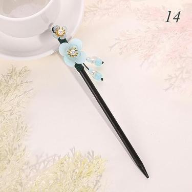 Imagem de Grampo de cabelo vintage de flor de madeira para mulheres antigo grampo de cabelo fantasia acessórios de cabelo chineses grampos de cabelo