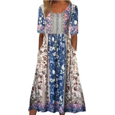 Imagem de Vestido maxi feminino Medlor com estampa floral boho 2025 plus size